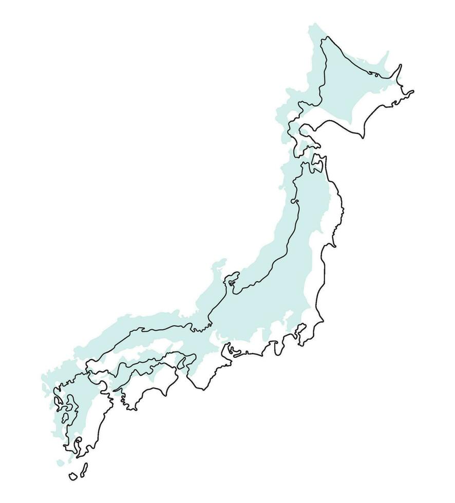 Japón mapa 3d color mapa vector
