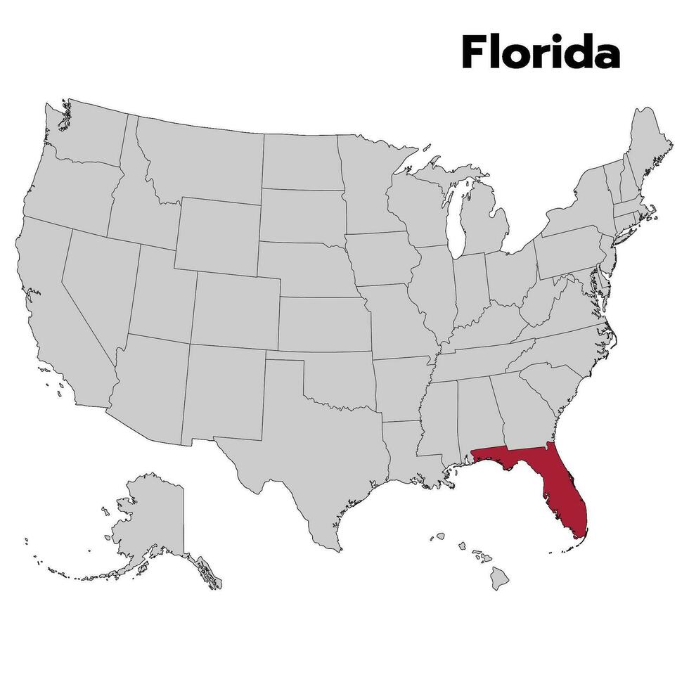 Florida mapa con contorno color bandera vector