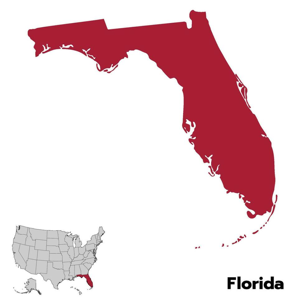 Florida mapa con contorno color bandera vector