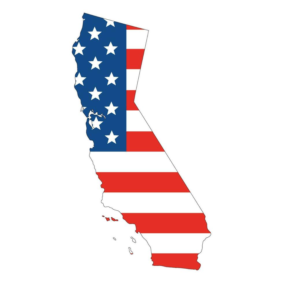 California map with USA flag. Map of California. vector