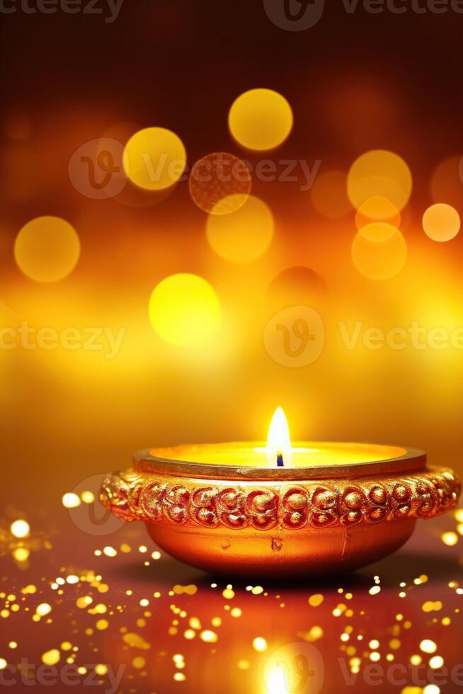 generativo ai ilustración de puthandu diwali hindúes antecedentes con oro ornamento y bokeh antecedentes color, para tamil nuevo año celebracion, tarjeta, póster foto