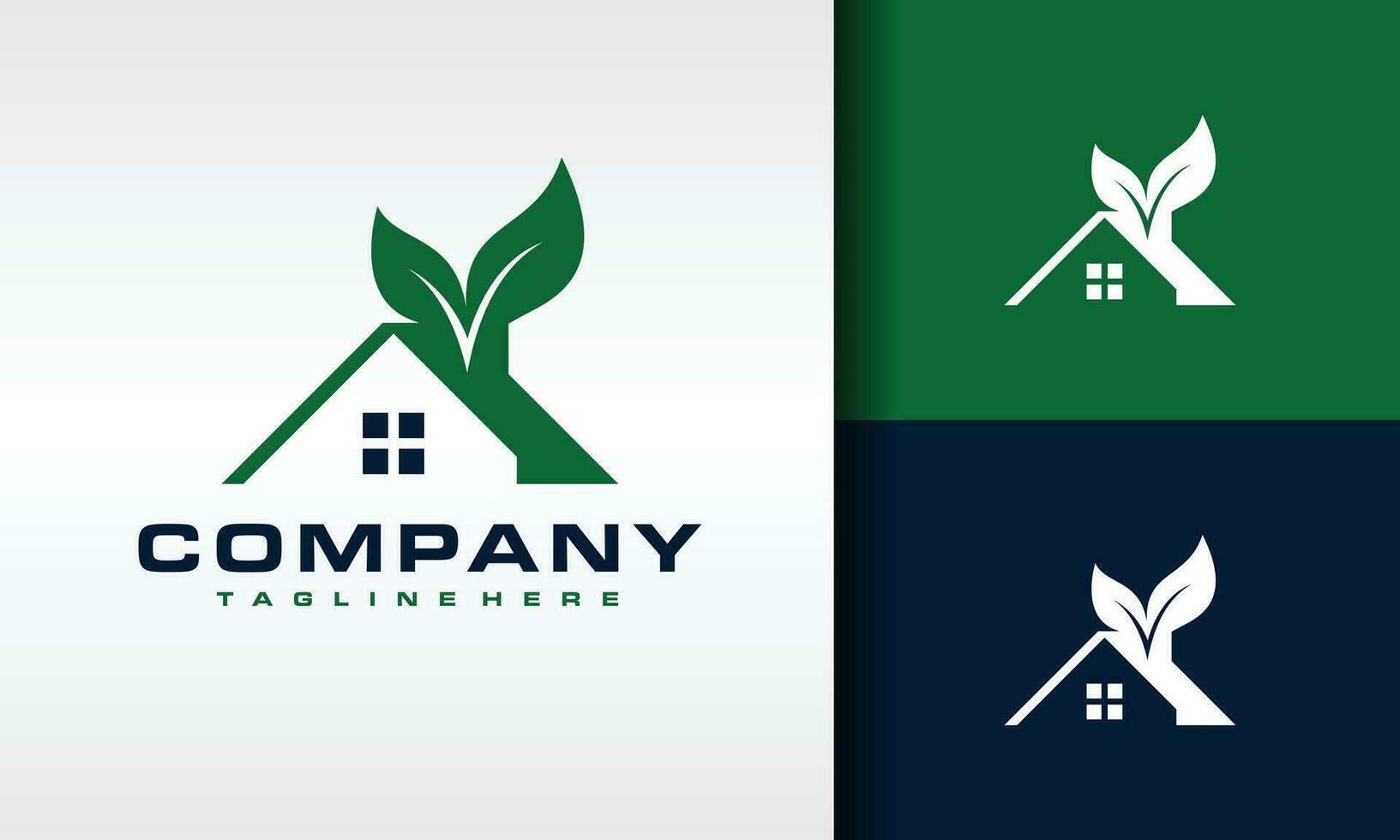 home leaf green logo vector