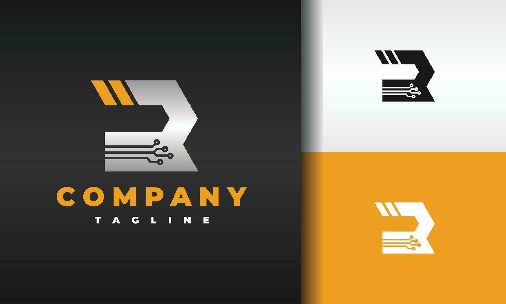 letter R circle tech logo vector