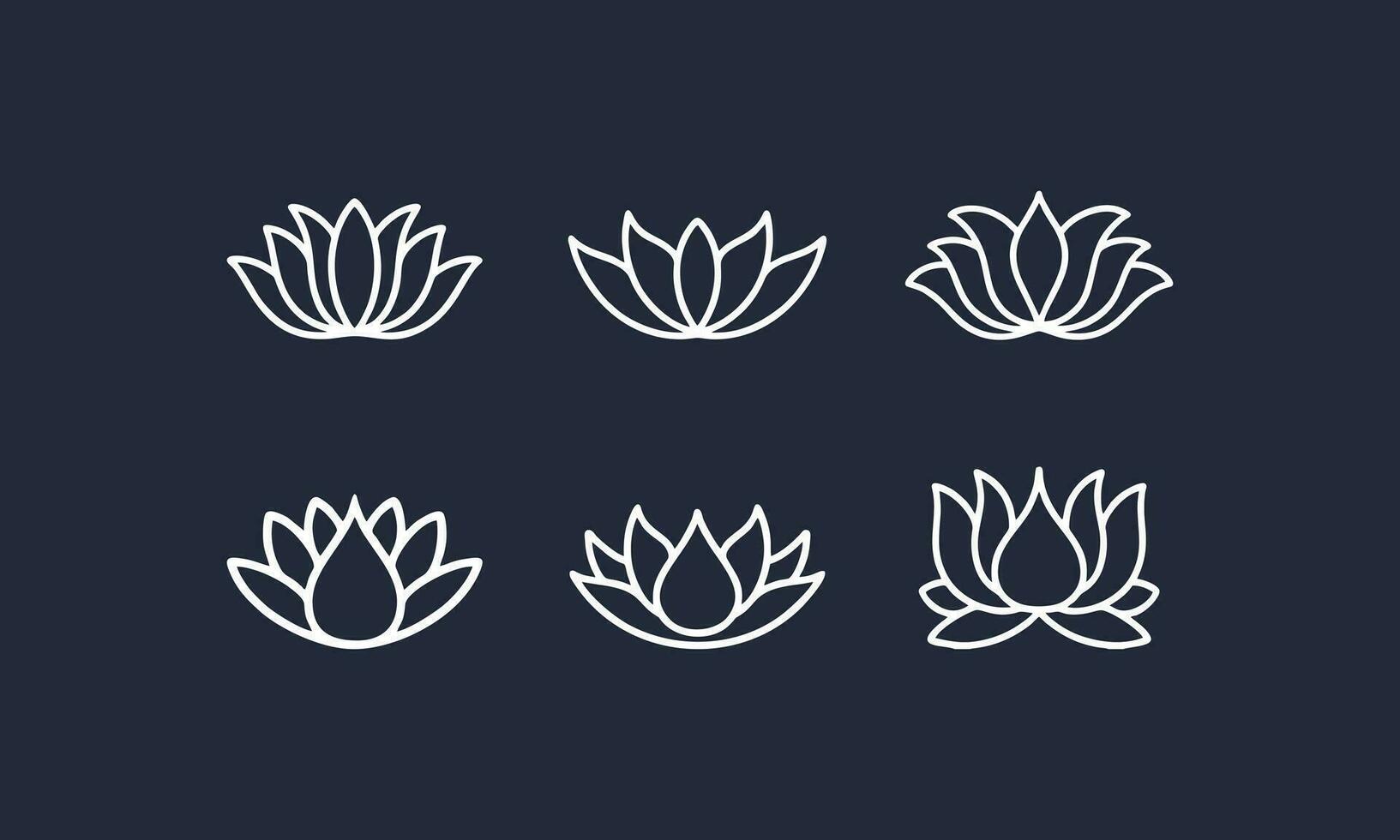 lotus outline set bundle vector