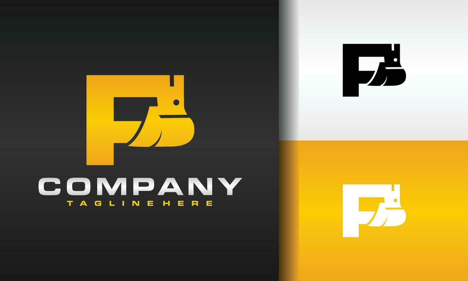 letter F excavator logo vector