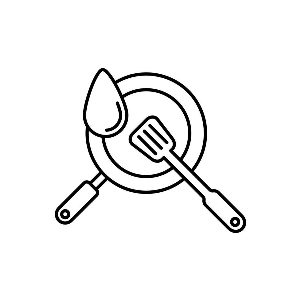 Frying pan with spatula icon vector