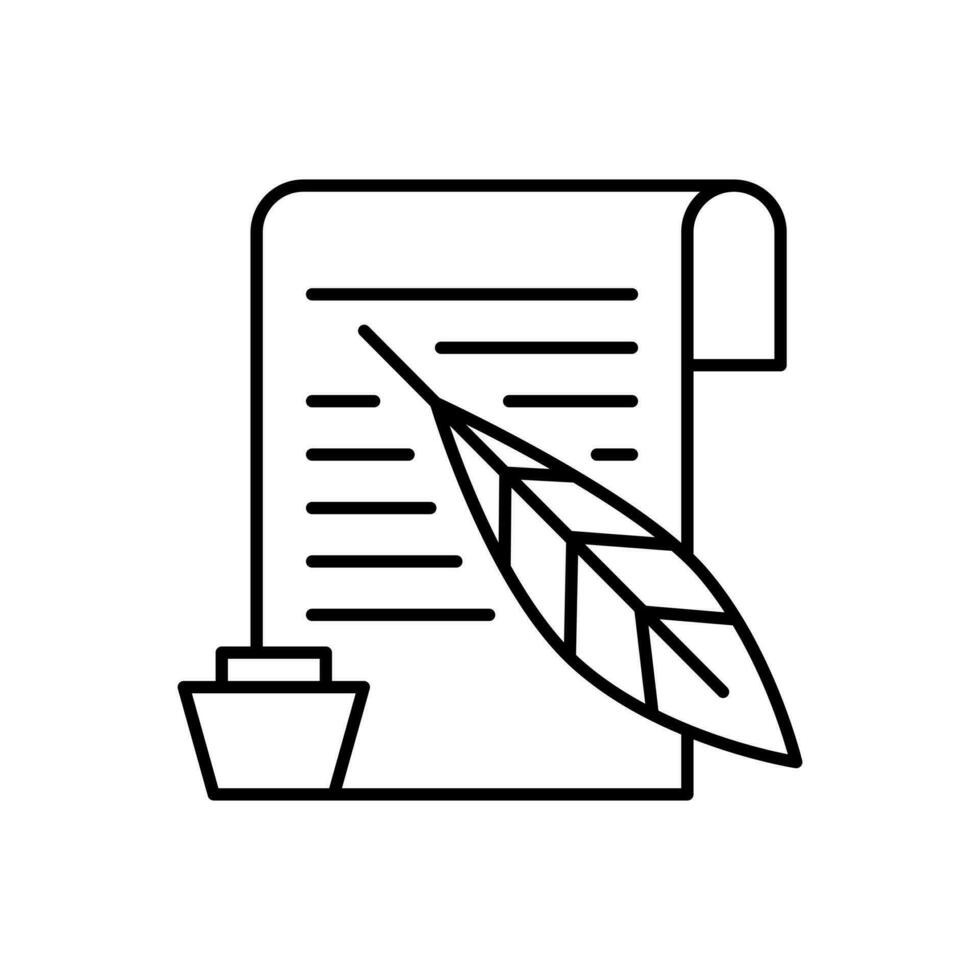 Feather quill pen icon vector