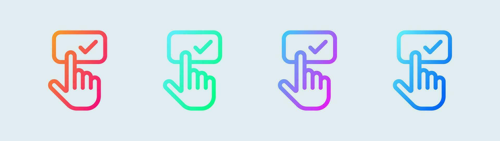 Subscribe line icon in gradient colors. Follow button signs vector illustration.