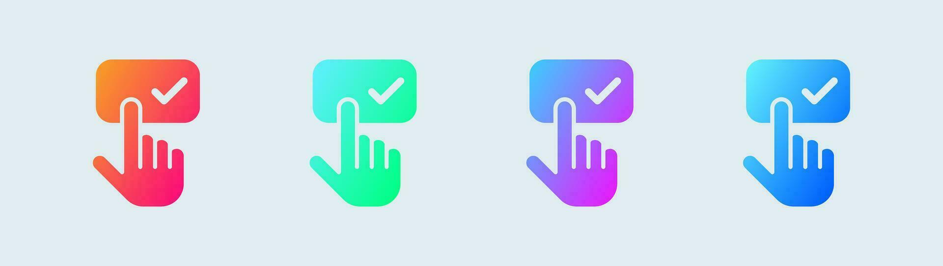 Subscribe solid icon in gradient colors. Follow button signs vector illustration.