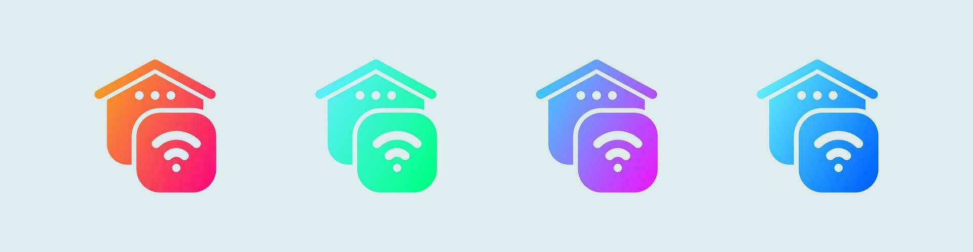 Smart home solid icon in gradient colors. House technology signs vector illustration.