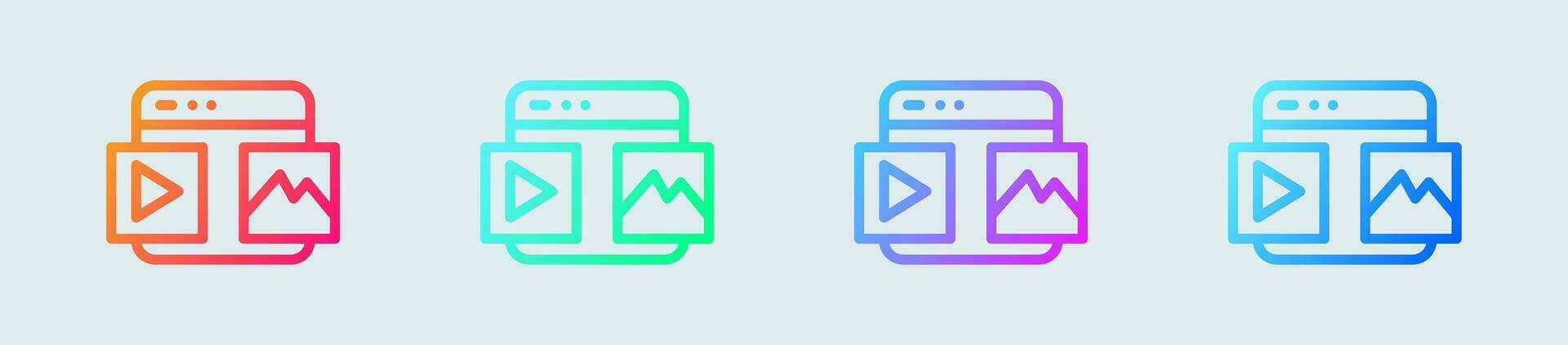Content line icon in gradient colors. Social media signs vector illustration.
