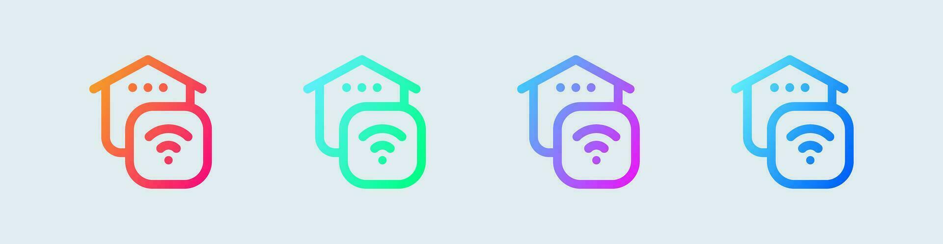 Smart home line icon in gradient colors. House technology signs vector illustration.