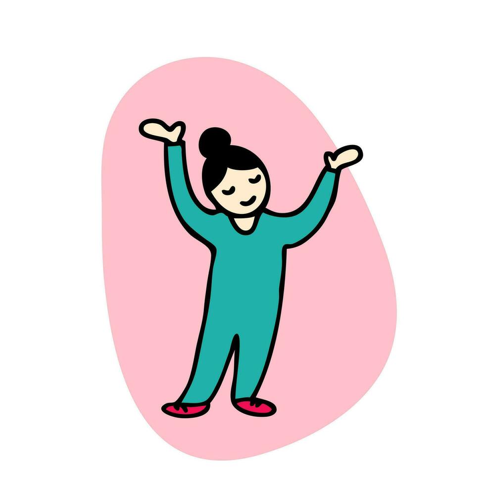 Adult woman in a sports jumpsuit sport life wellness health concept