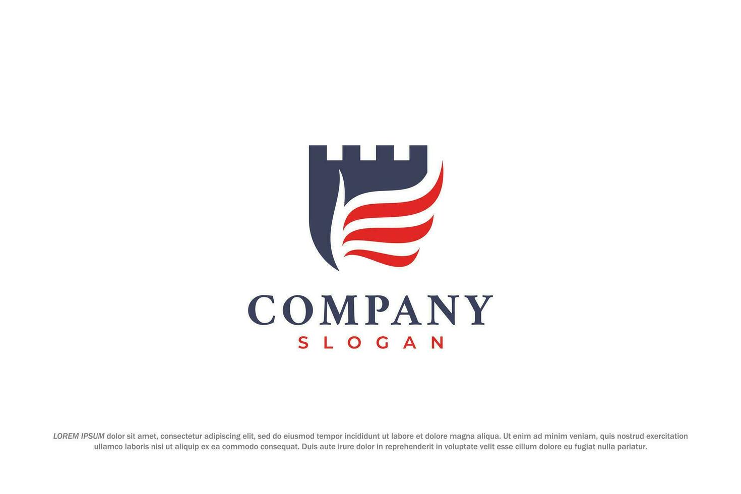 logo shield wing fort flag american color blue red vector