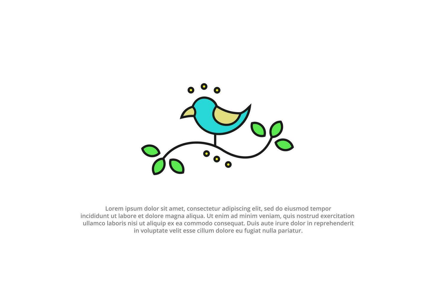 logo line art bird branch beauty vector