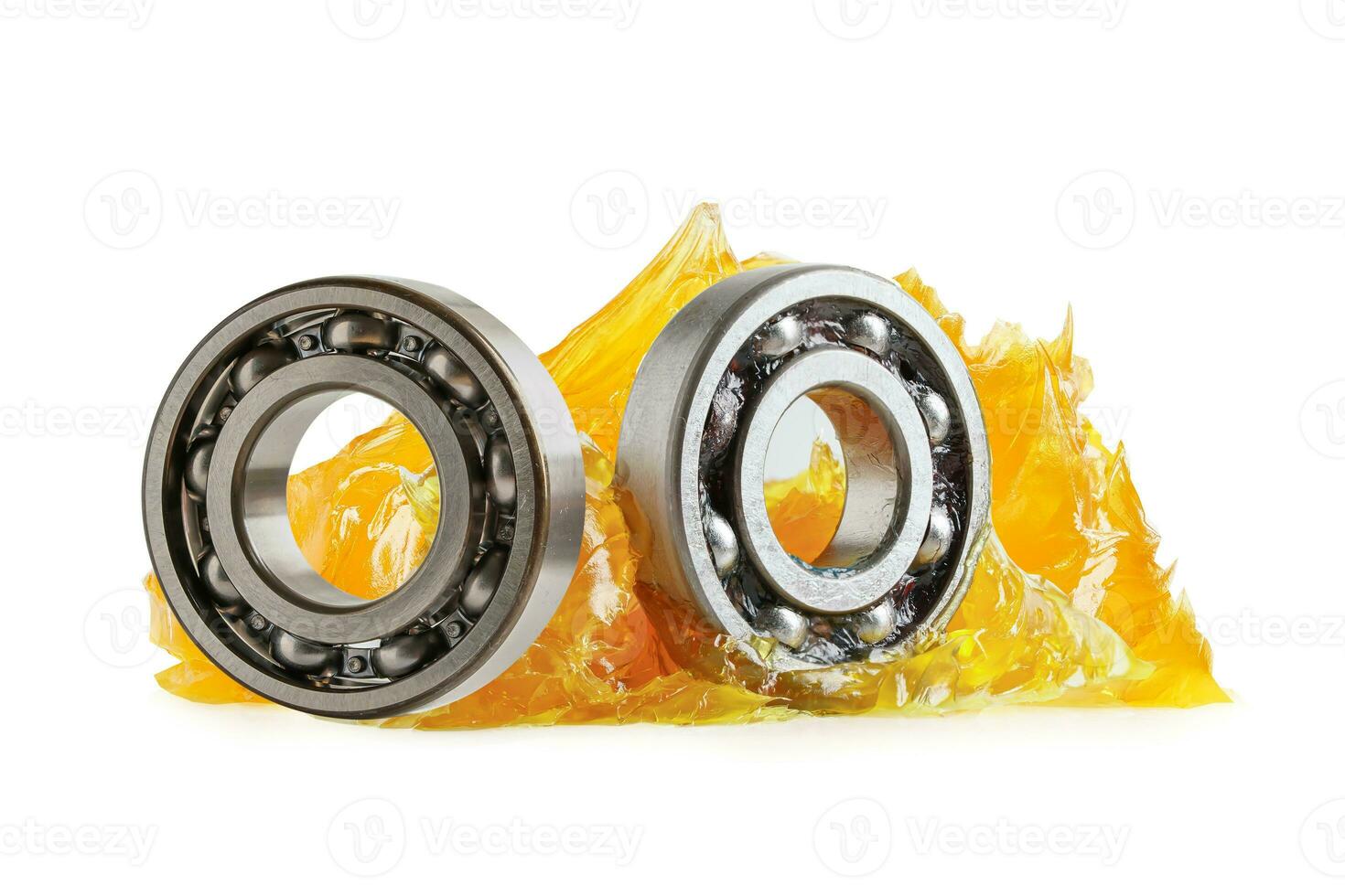 Grease and ball bearing  isolated on white background with clipping path, lithium machinery lubrication for automotive and industrial. photo