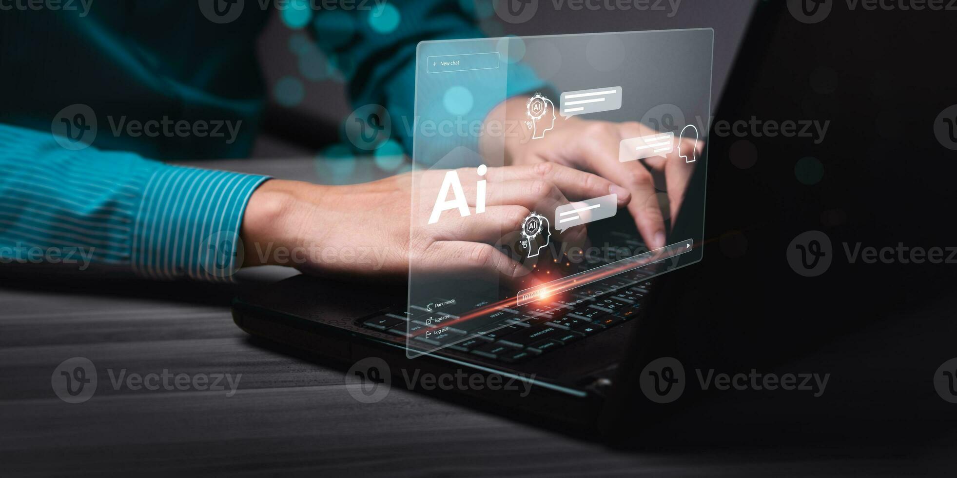 negocio personas utilizando artificial inteligencia ai automatización, profético analítica, cliente Servicio alimentado por ai chatbot, analizar cliente datos, futurista tecnología transformación. foto