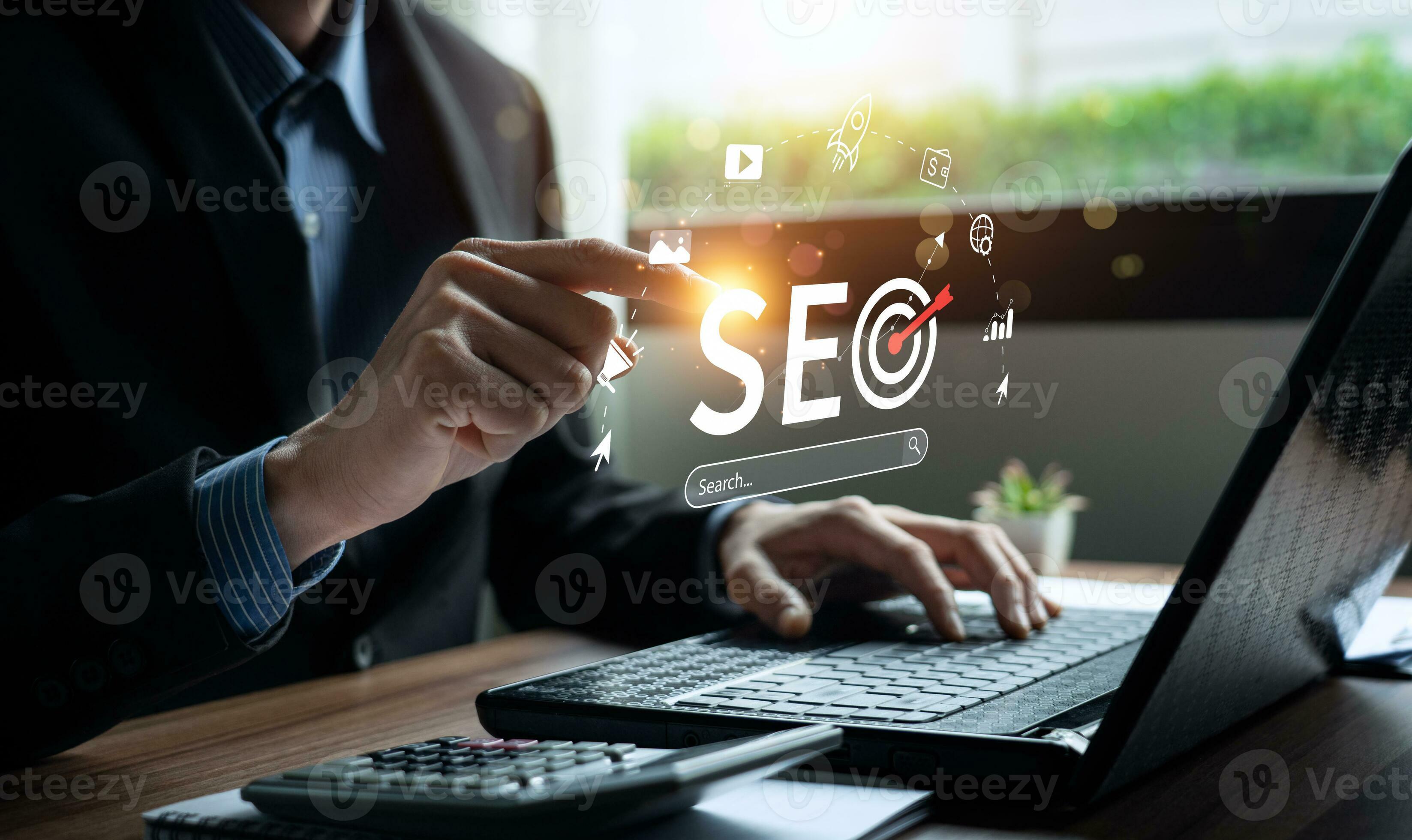 business people use SEO tools, Unlocking online potential. Boost visibility, attract organic