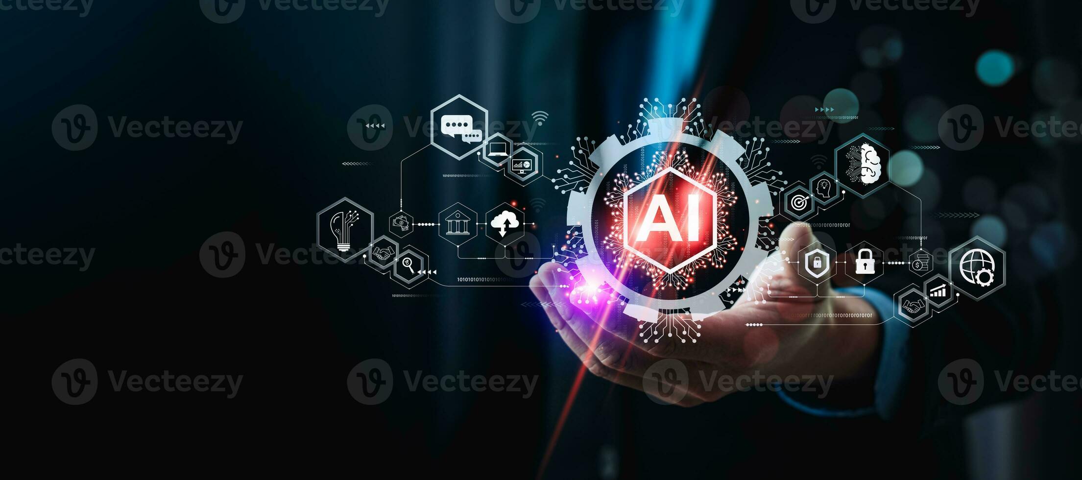 AI tech enhances businesses by processing data, improving decision-making, developing innovative products, automating processes, and boosting competitiveness. future technology photo