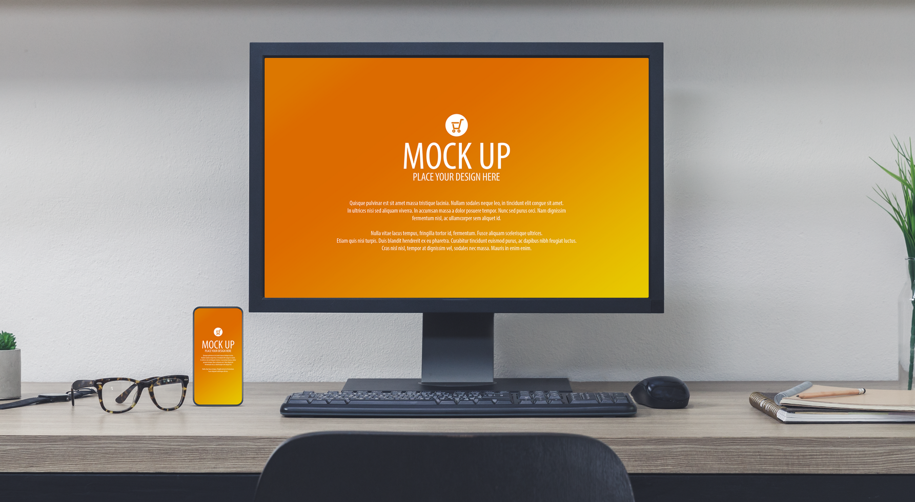 Set of digital devices screen mockup template psd