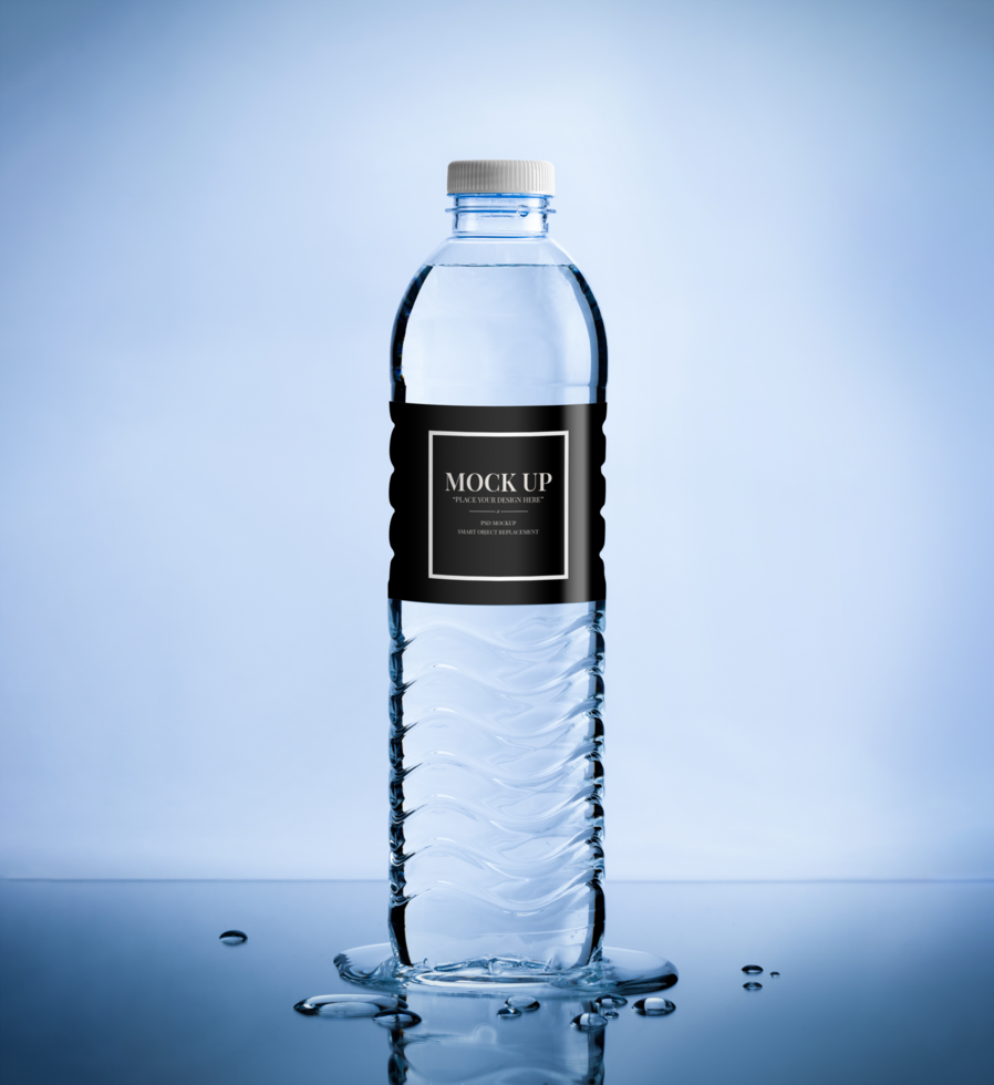 Glass bottle with mineral water mockup