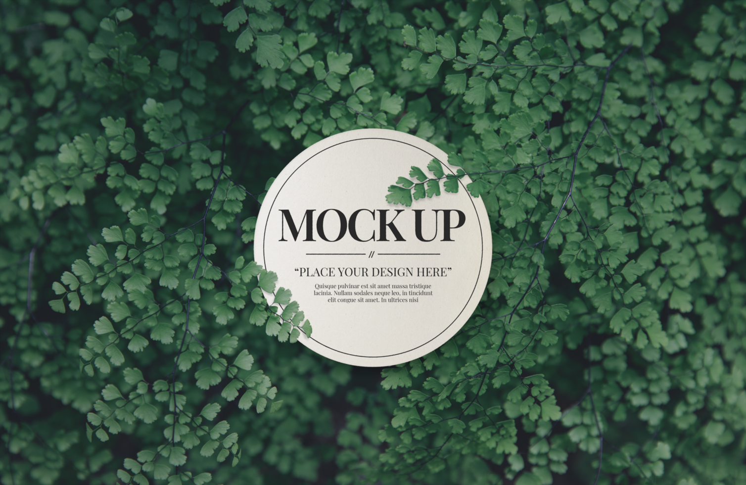 Paper blank mockup template with forest leaves background psd