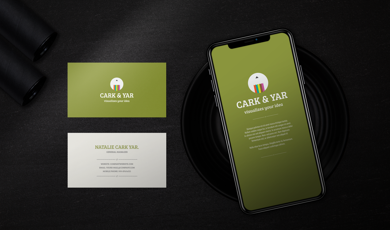 Premium-Handy-Bildschirm mit Visitenkarten-Mockup-Vorlage psd