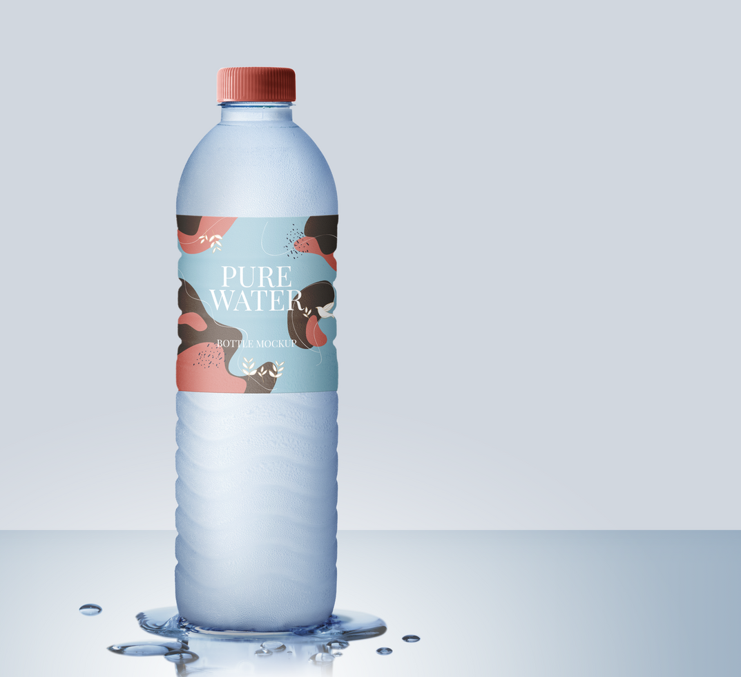 Plastic pure water bottle mockup template psd