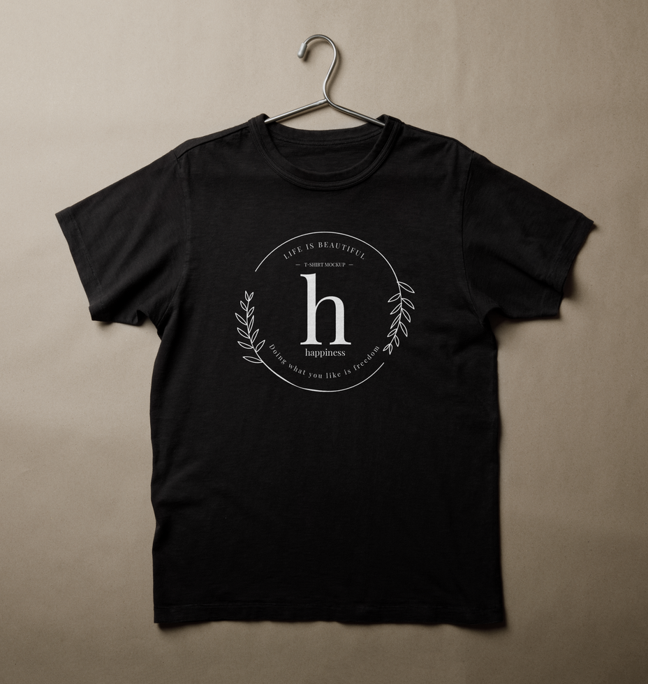 Realistic black T-Shirt scene creator mockup psd
