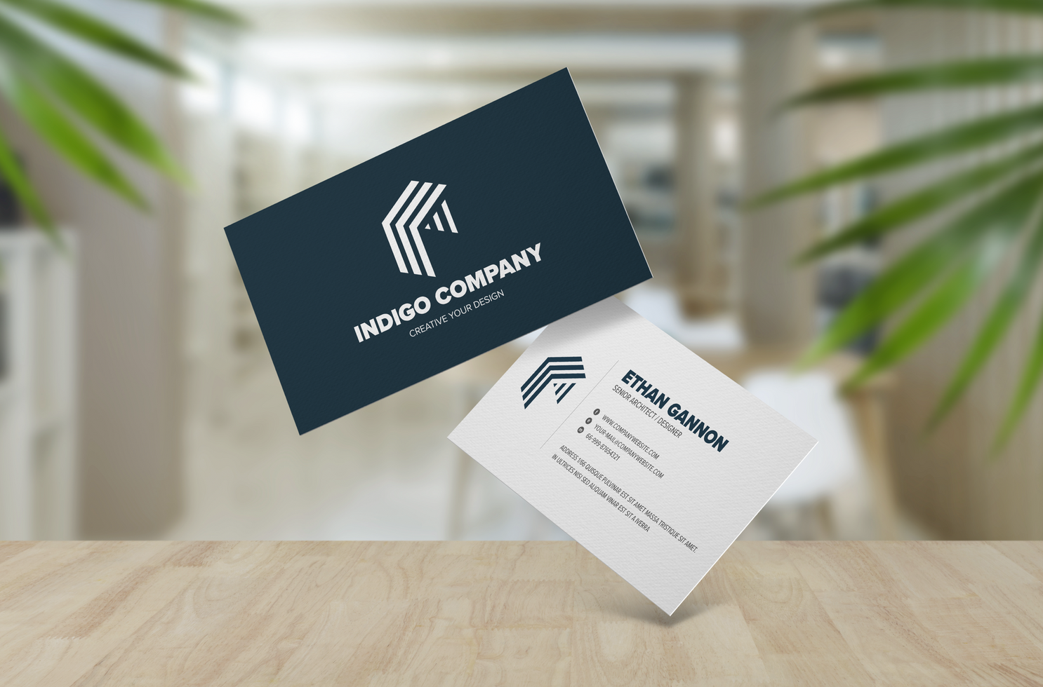 Group of minimal business card mockup with office psd