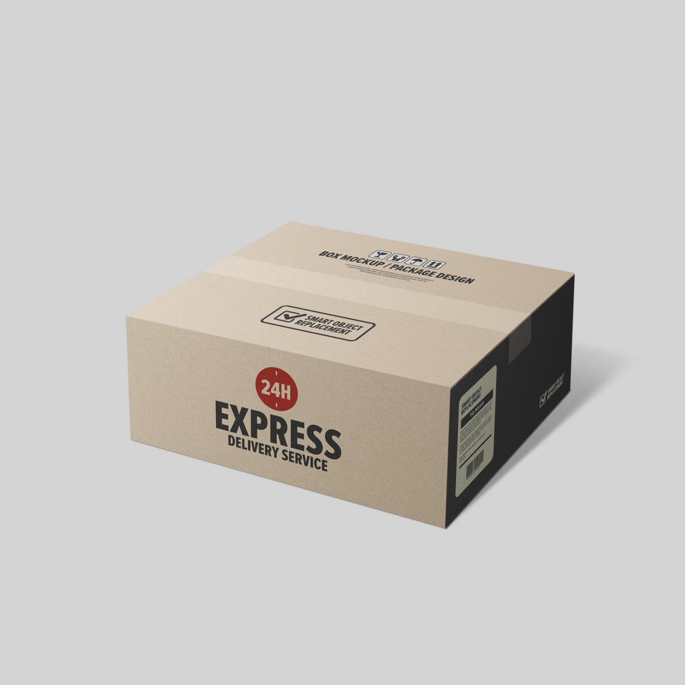 Delivery cardboard box mockup psd