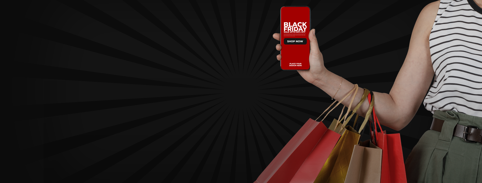 Facebook cover and Smart phone for black friday mockup template psd