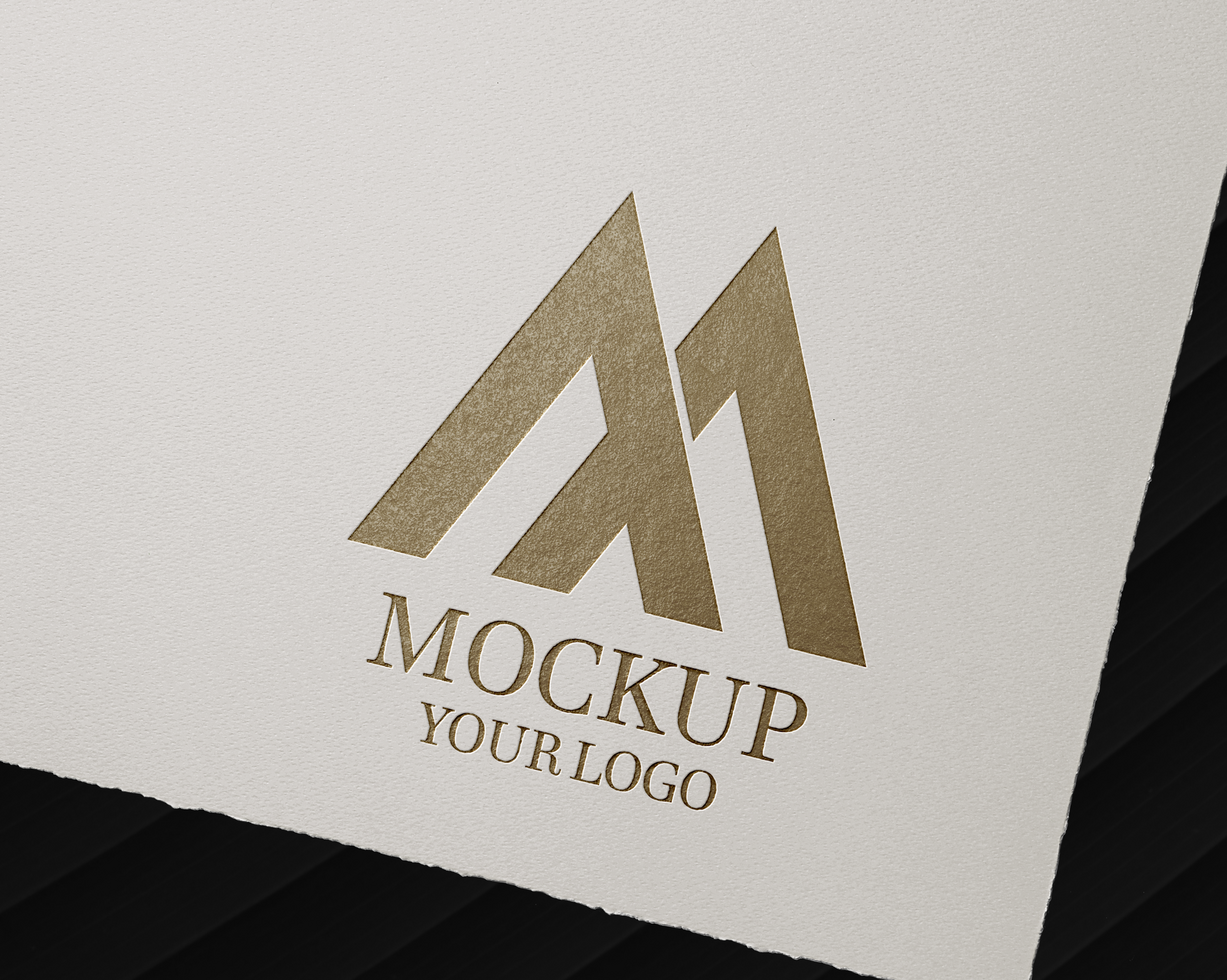 Minimal logo mockup on craft paper psd