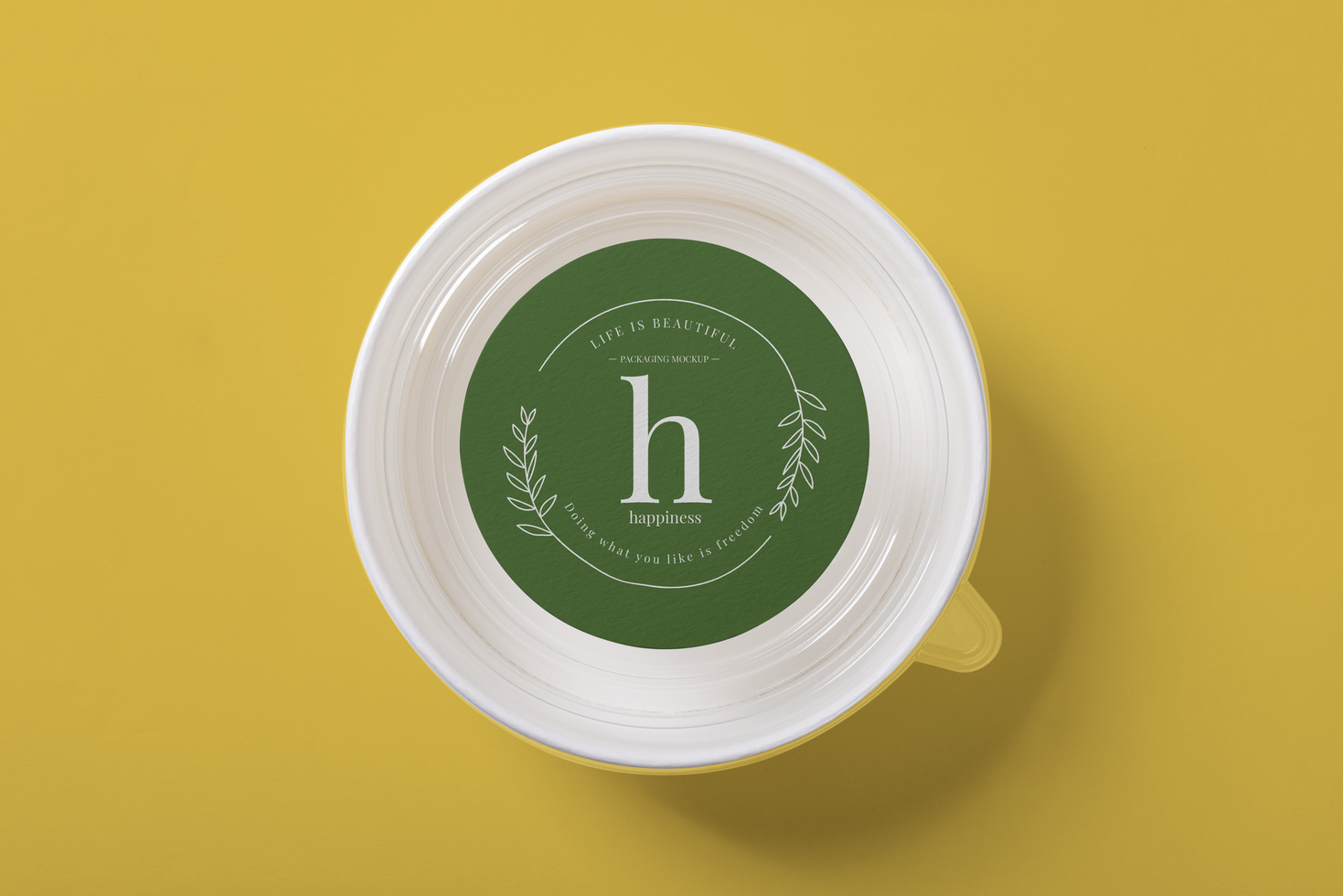 Takeaway food container round box mockup psd