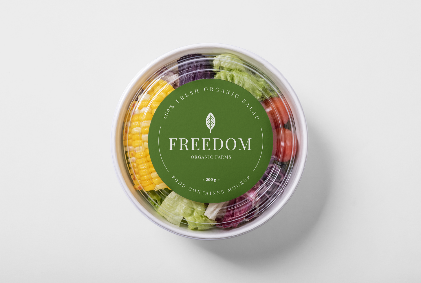 Takeaway food container round box mockup psd