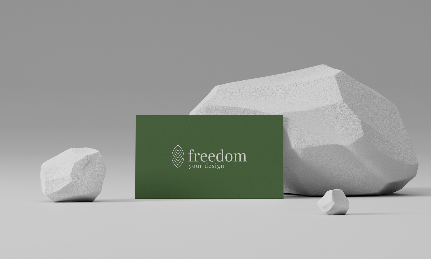 Minimal business card mockup with stone psd