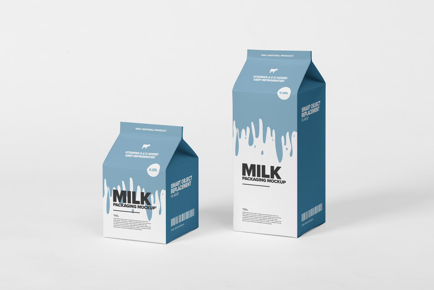Milk box packaging mockup psd