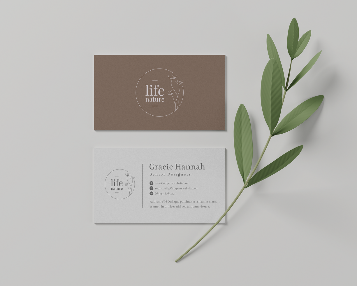 Minimal business card mockup with leafs psd