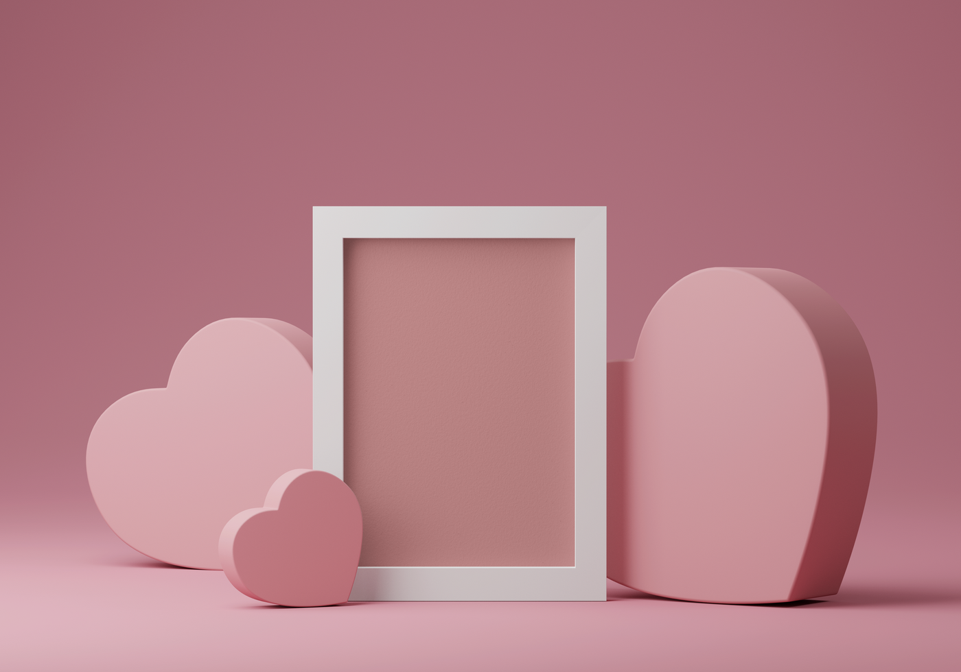 Photo frames mockup with Valentine's day psd