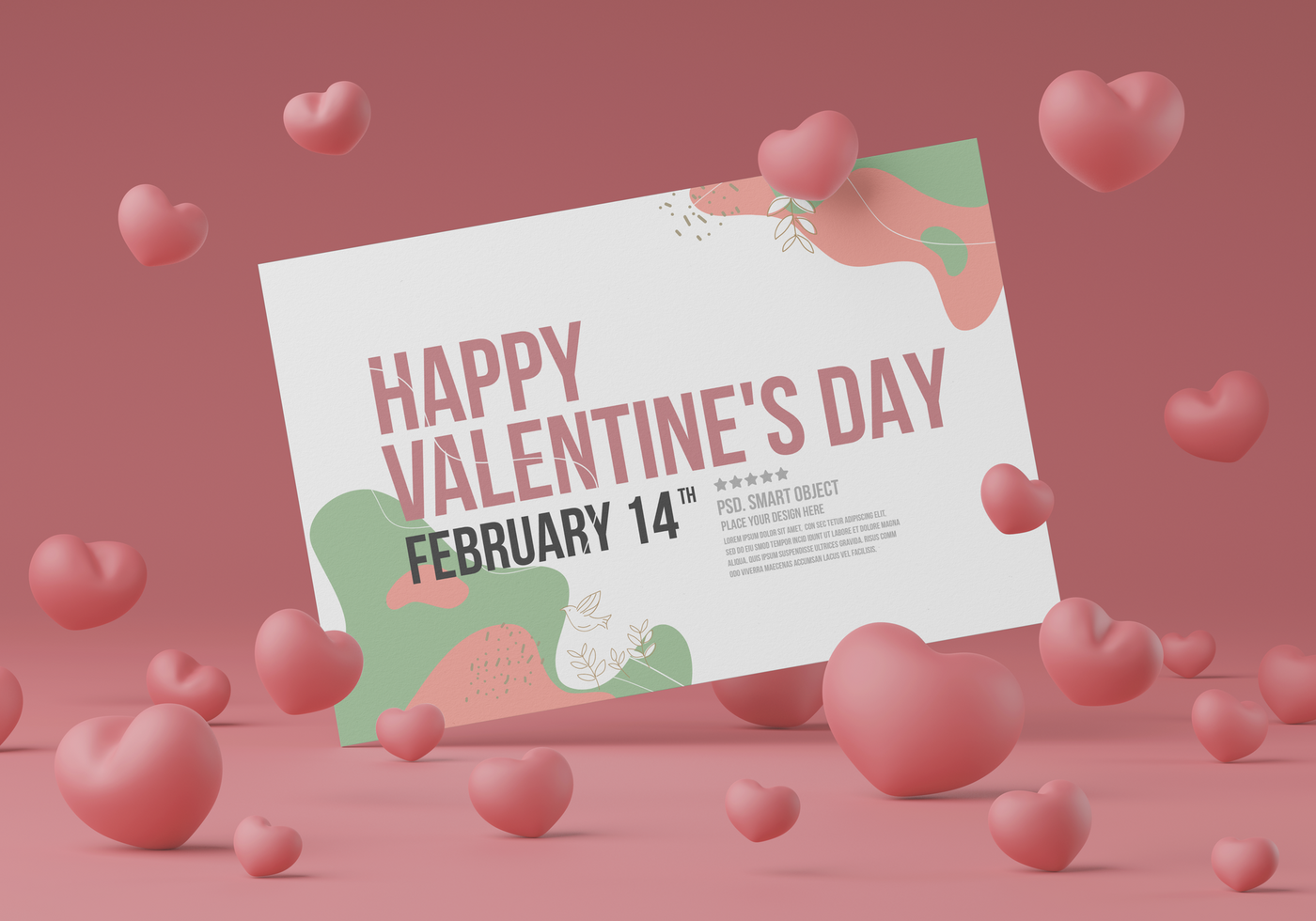 Valentine's Day Postcards mockup template psd