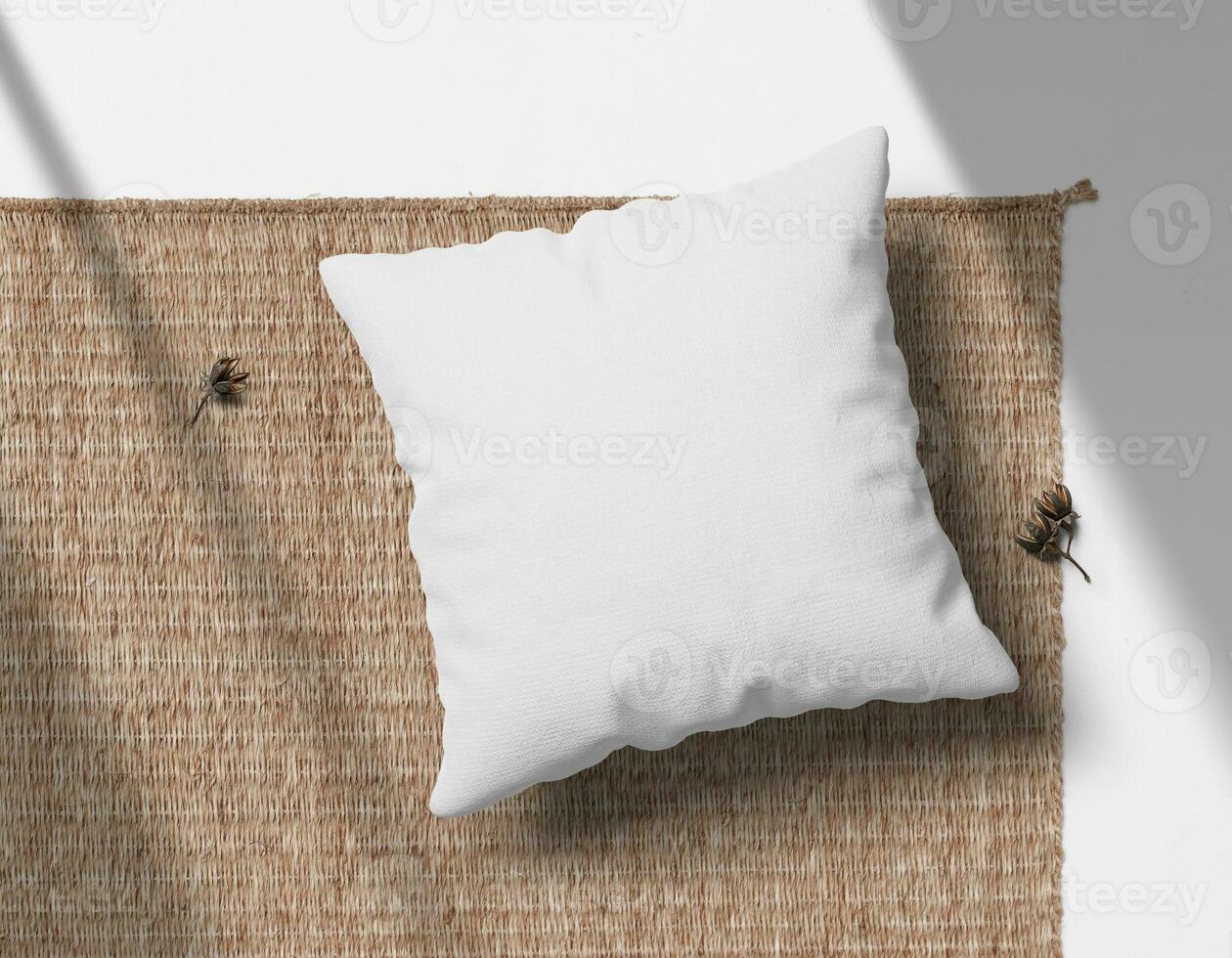 Square Pillow Mockup on mat photo
