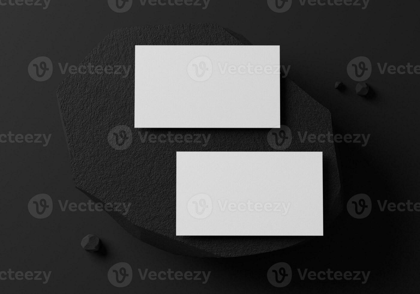 Group of minimal business card mockup on black stone photo