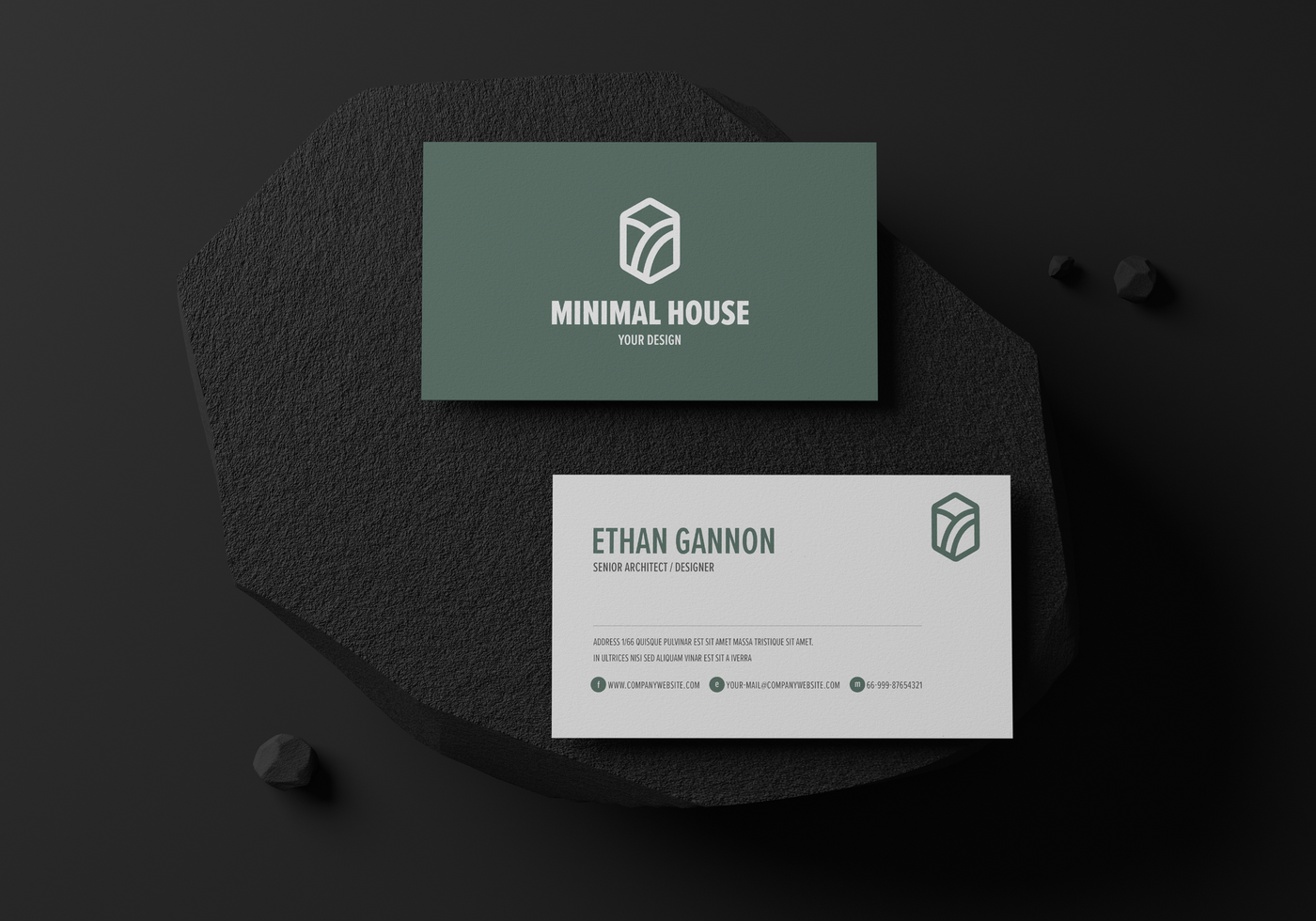 Group of minimal business card mockup psd