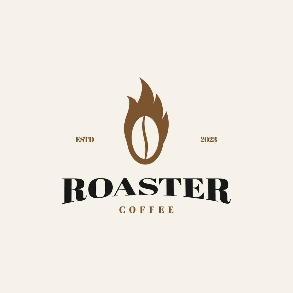 Bean Coffee with Fire Logo Design Concept Vector Illustration Symbol Icon