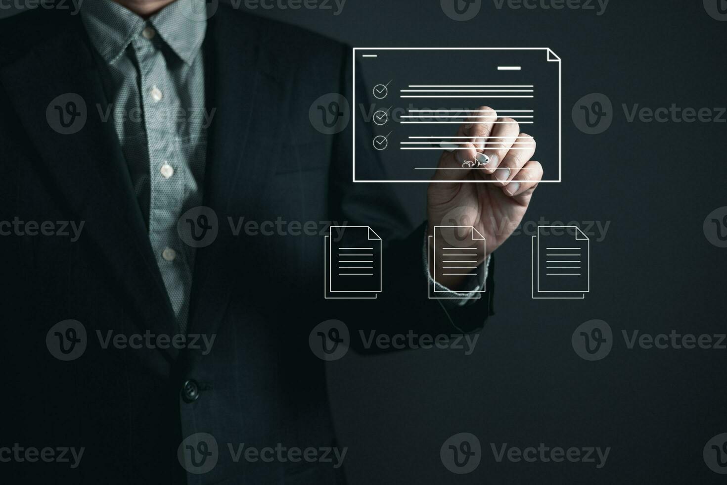 man touch screen to manage data,Document Management System DMS,knowledge and documentation in enterprise with ERP.online documentation database and process automation to efficiently manage files. photo