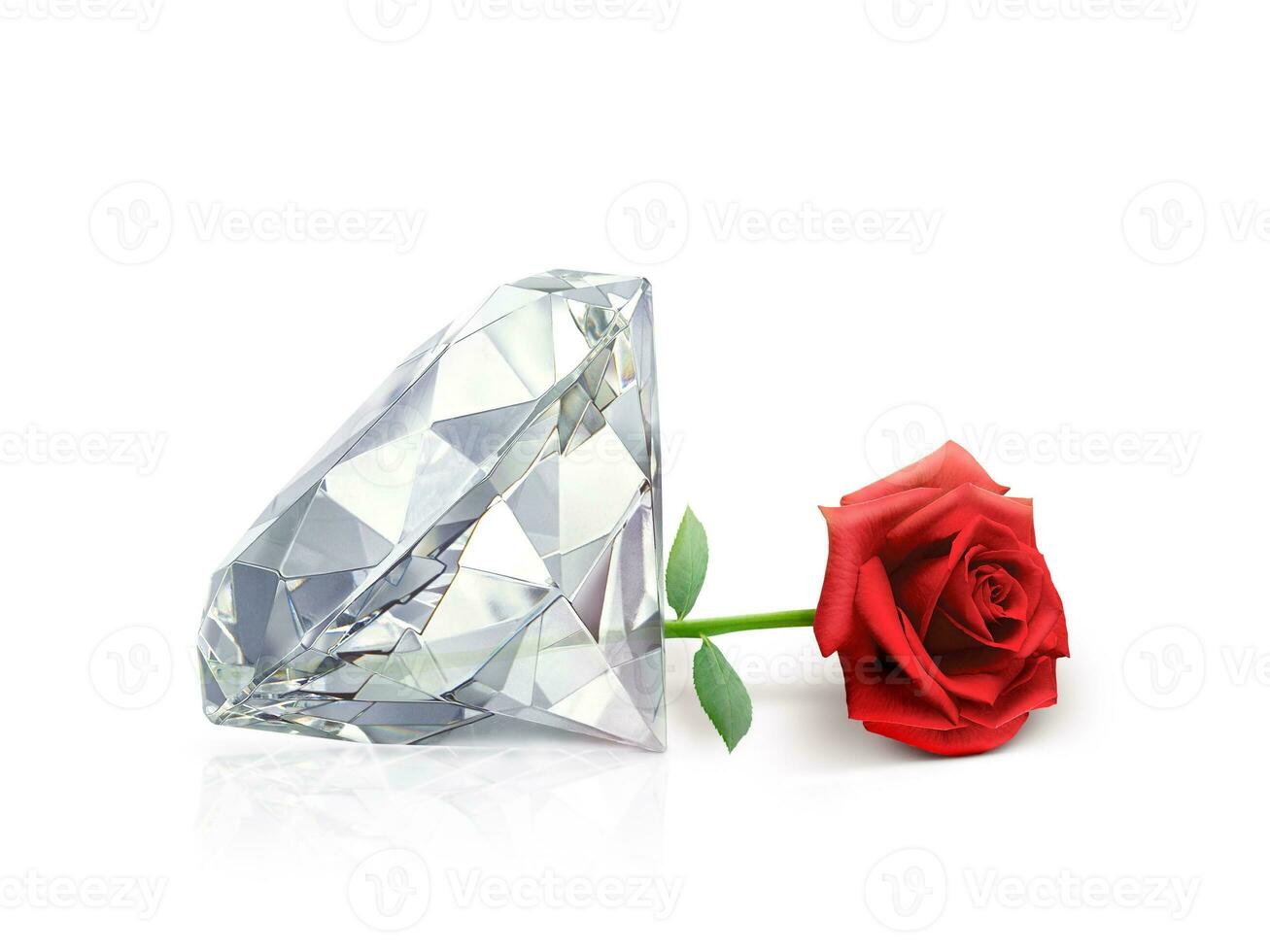 diamonds and roses isolated on white background photo