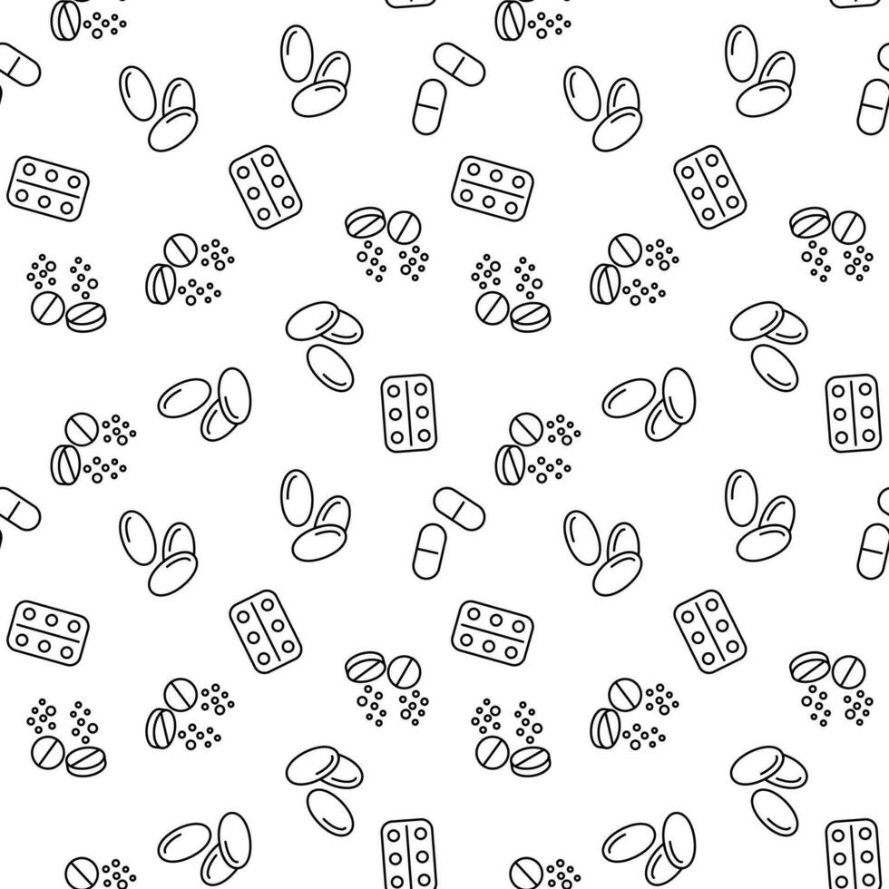 Effervescent Tablets, Pills, Meds Seamless Pattern for Printing and Wrapping vector