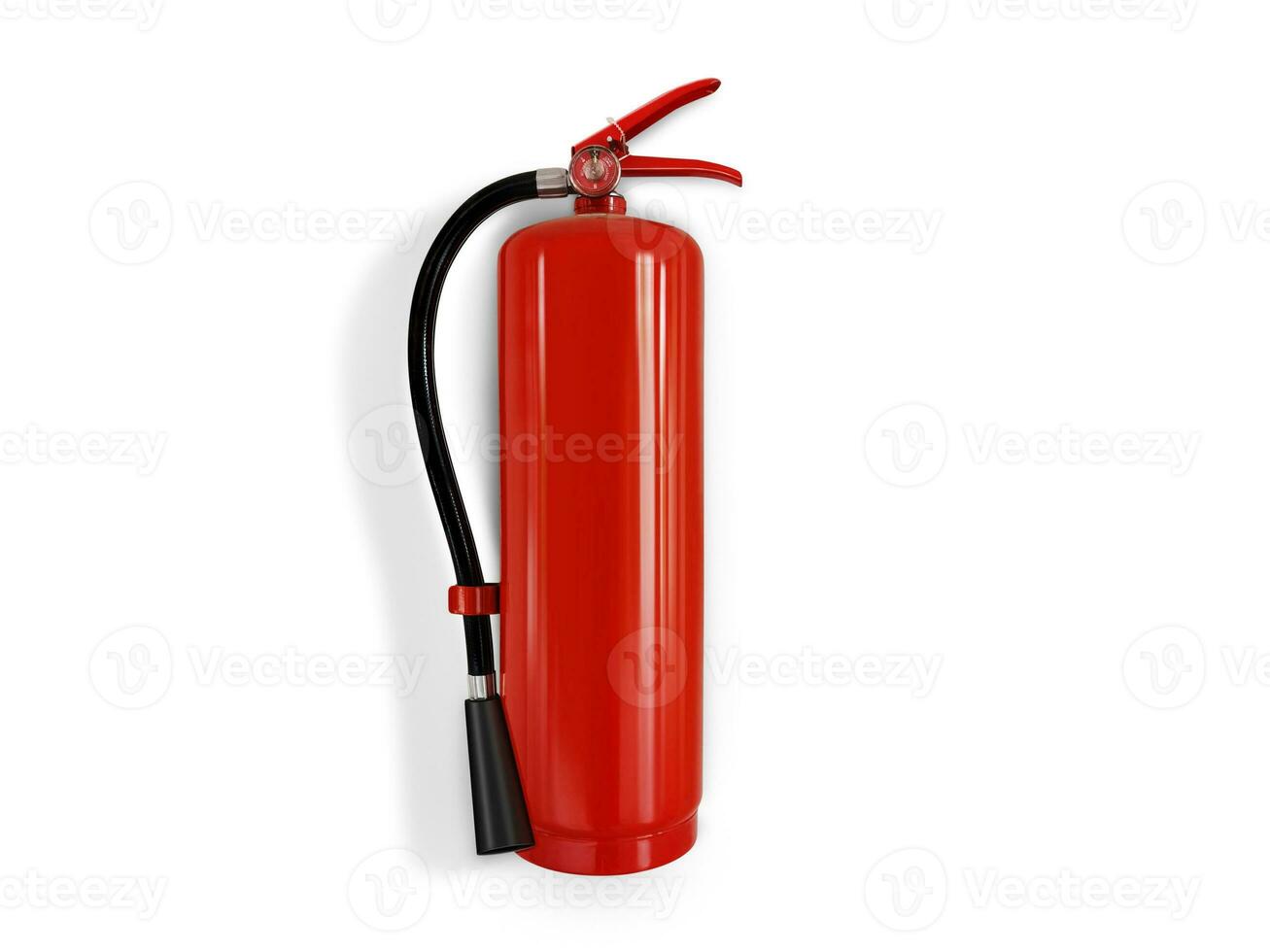 fire extinguisher on wall isolated on white back photo