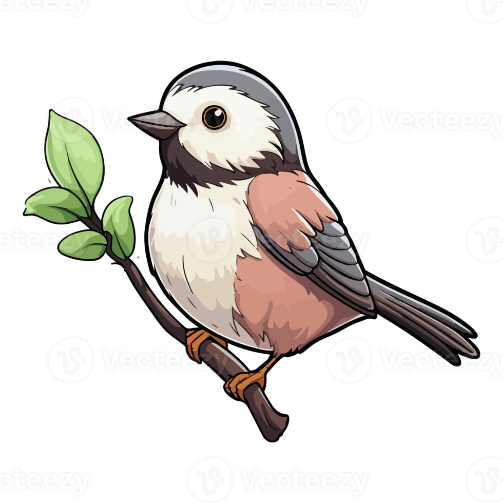 Fluffy appearance Chickadee illustration in cartoon style png