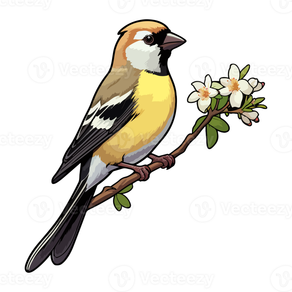 fluffy appearance American Goldfinch illustration in cartoon style png